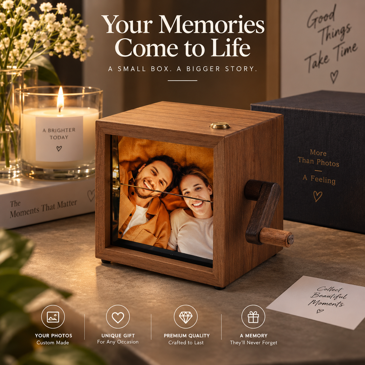 Custom Wooden Memory Flipbook – Personalized Photo Gift