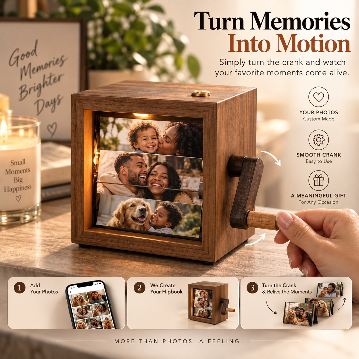 Custom Wooden Memory Flipbook – Personalized Photo Gift